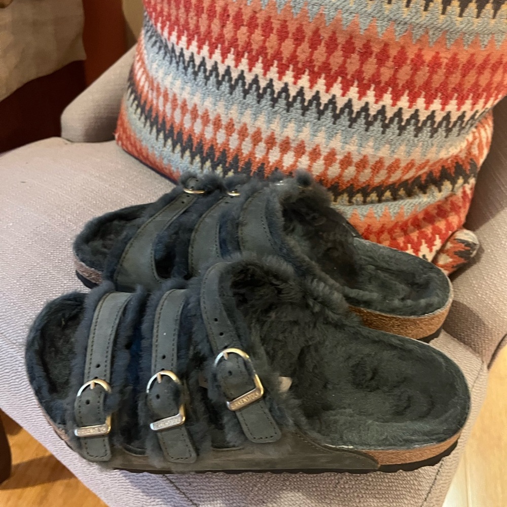 Green Florida Shearling Birkenstocks